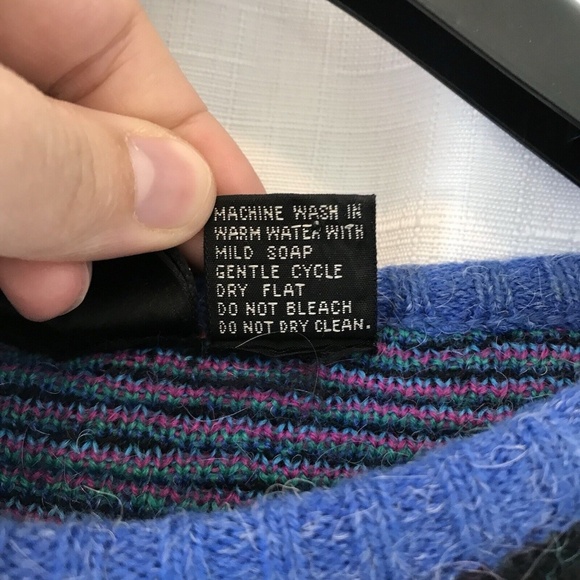 Uno&una Vintage Knit Floaral Sweater Blue Size Large Geometric - Picture 8 of 13